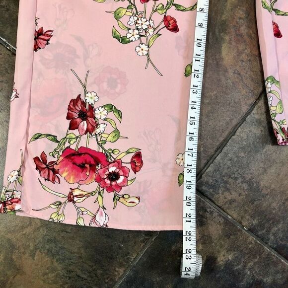 Blu Pepper Pink Wide Leg Floral Pants Belt Medium - Picture 7 of 13